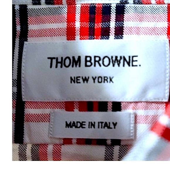 THOM BROWNE, RED WHITE BLACK PLAID SHIRT, SIZE 2 EUC - Picture 4 of 7